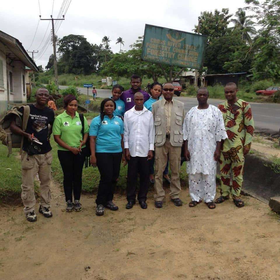 Eniang with Esuk Mbat Community leaders at Akpabuyo Forestry Division